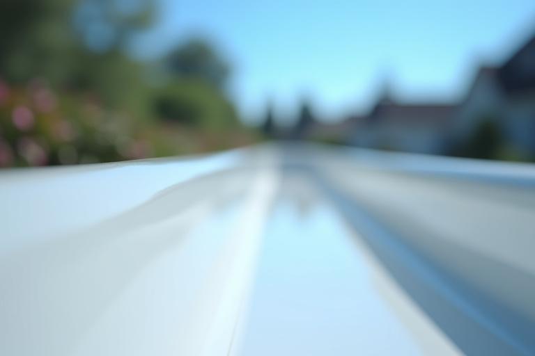 Sparkling clean, empty gutter after professional cleaning