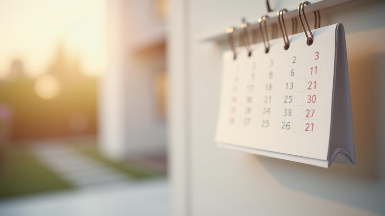 A calendar with cleaning icons marked on it, layered over a clean, modern house exterior with sparkling windows, suggesting scheduled, regular service for homes.